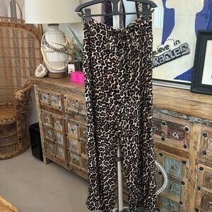 Leopard Wide Leg Trousers with sash. L Nordstrom